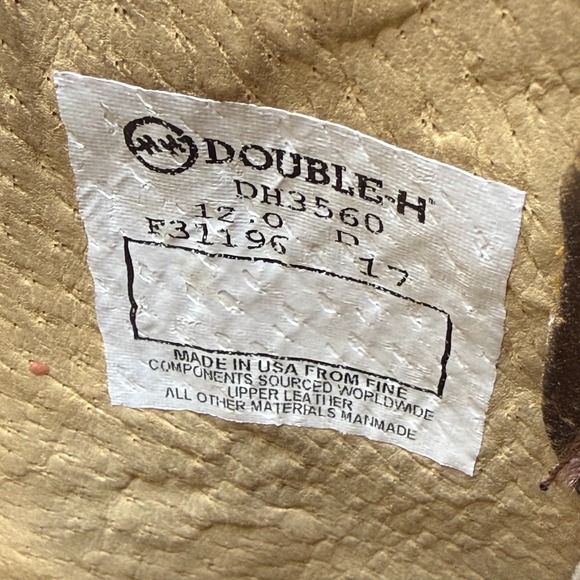 Double H Jase Boots Mens 12 D Brown Leather Square Toe Western Cowboy - Picture 11 of 11